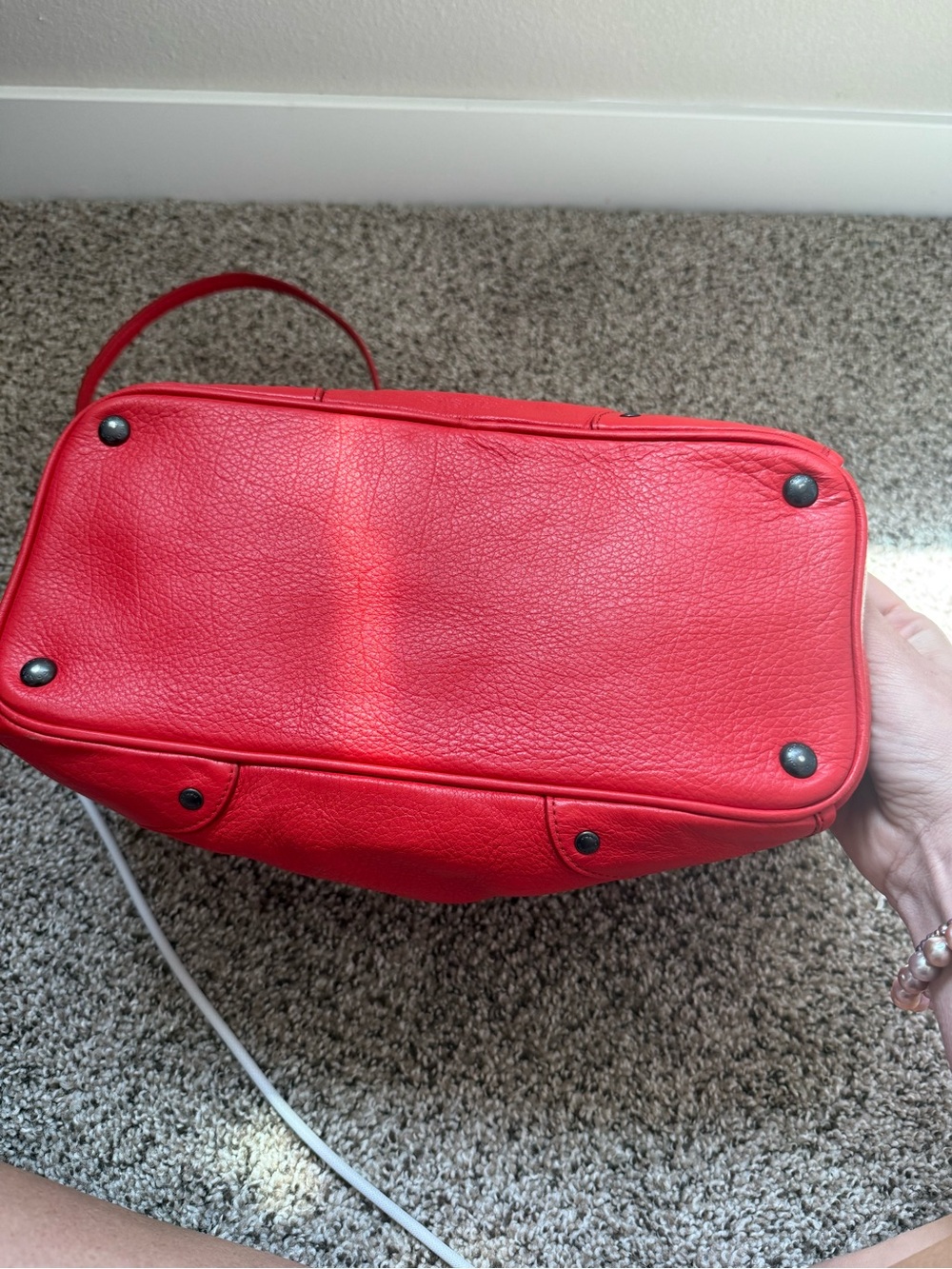 Coach Red Leather Convertible Satchel with Strap - Picture 7 of 9